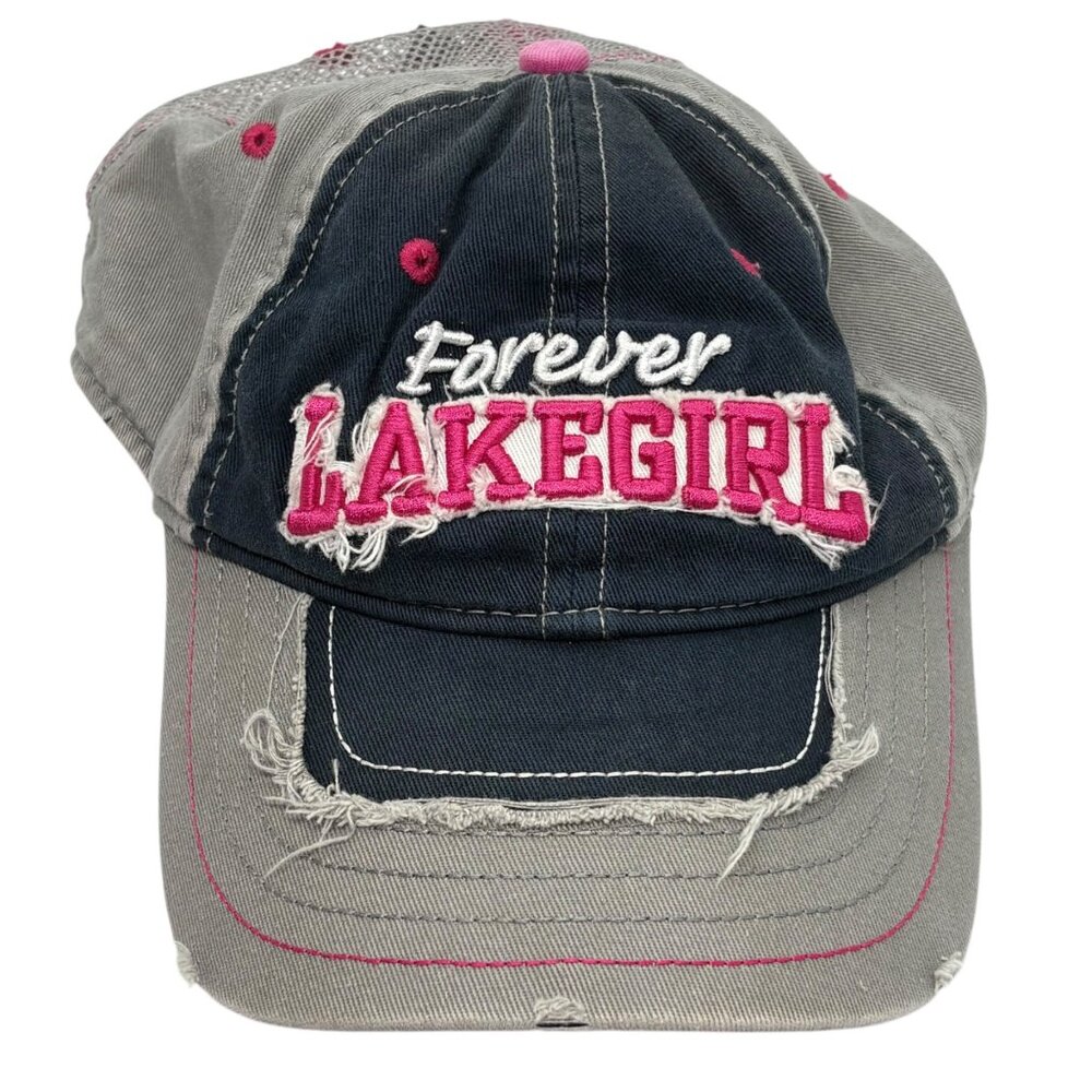Lakegirl Distressed Cotton Mesh Cap W/ Adjustable Back Strap
